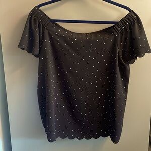 Women’s‎ black & white polka dot off the shoulder blouse, Elle, New with tags, M